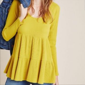 Anthropologie Maeve Thermal Babydoll Top